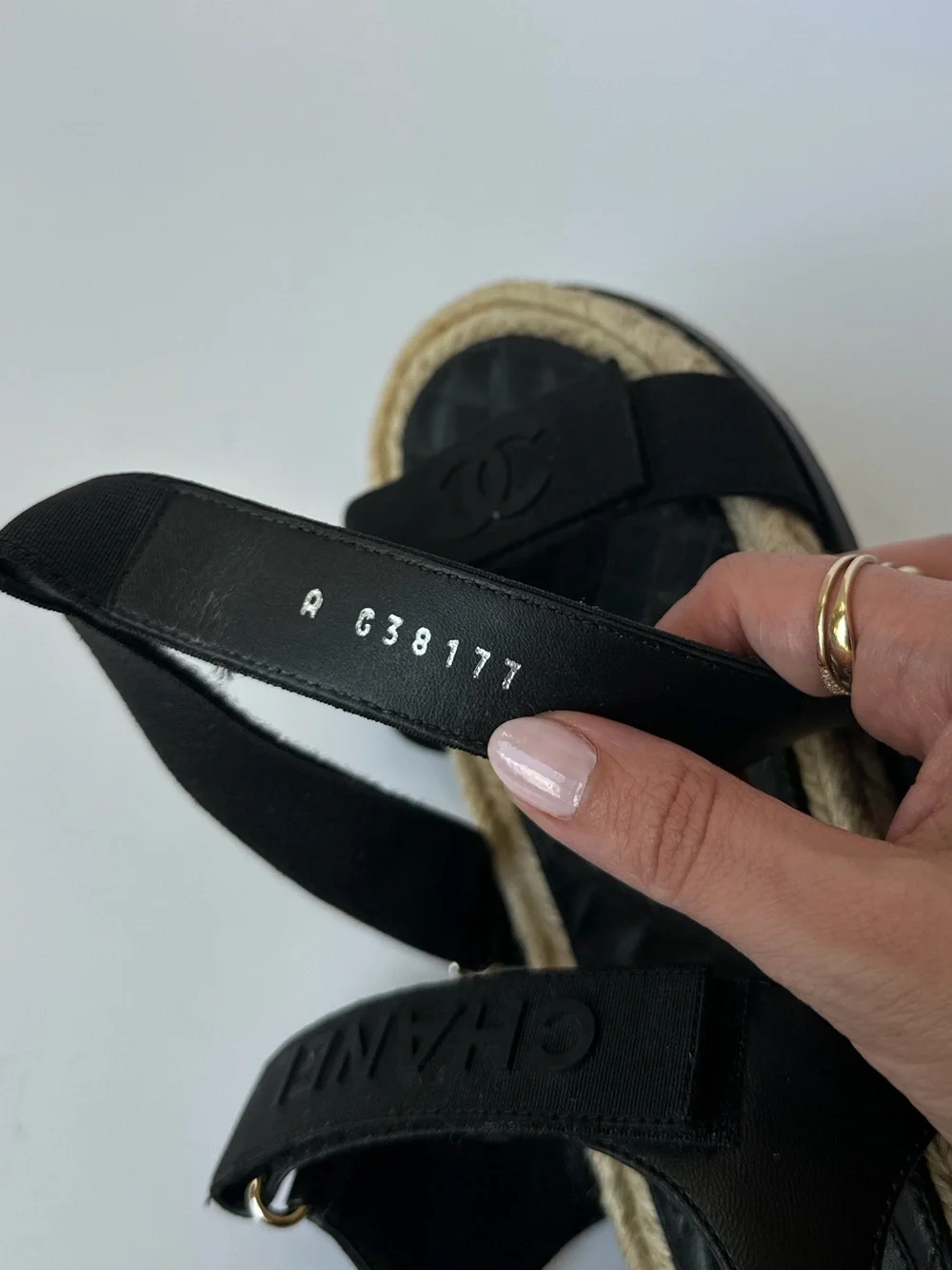 Chanel CC logo black espadrille sandals